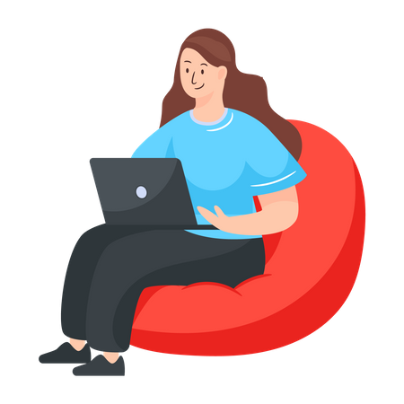 Frau arbeitet am Laptop  Illustration