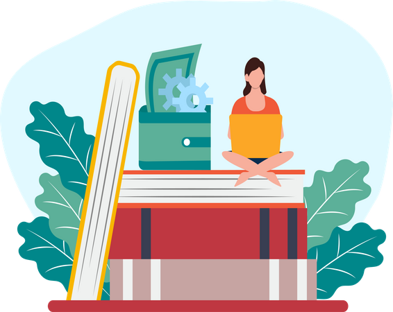 Frau arbeitet am Laptop  Illustration