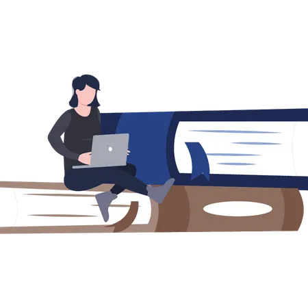 Frau arbeitet am Laptop  Illustration