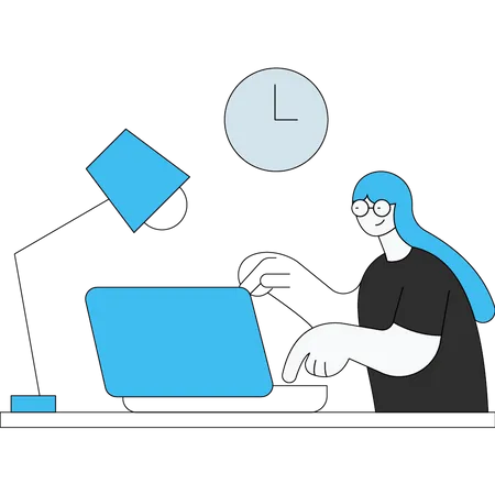 Frau arbeitet im Büro am Laptop  Illustration