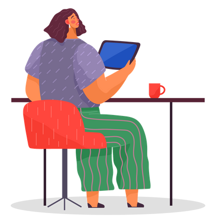 Frau arbeitet am Tablet  Illustration