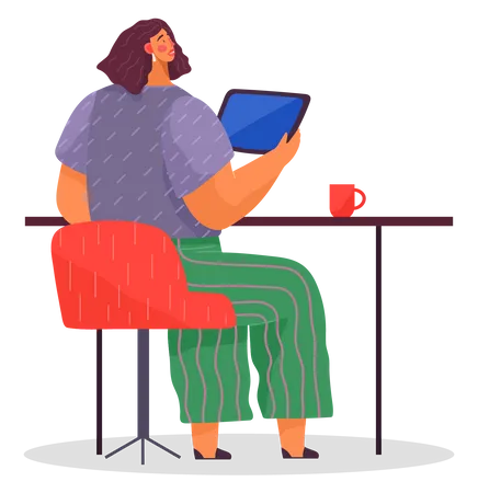 Frau arbeitet am Tablet  Illustration