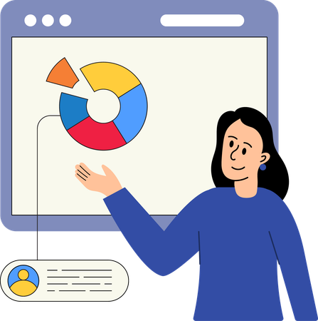 Frau arbeitet an CRM  Illustration