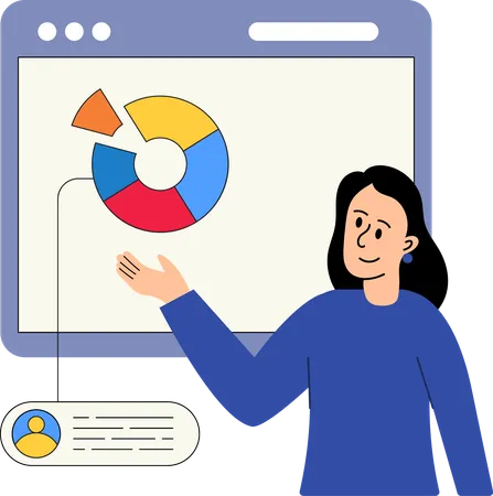 Frau arbeitet an CRM  Illustration