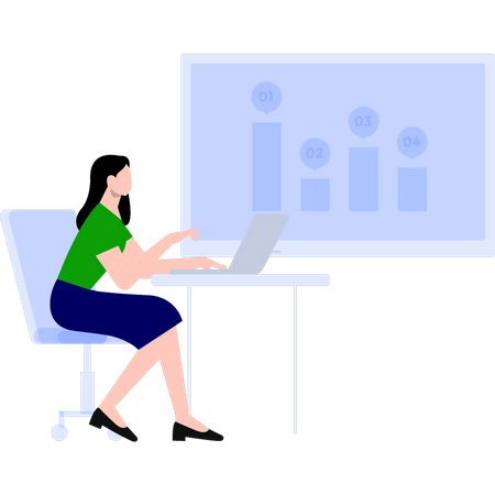 Frau arbeitet an Datenanalyse  Illustration