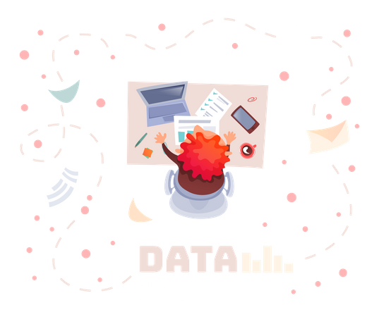 Frau arbeitet an Datenanalyse  Illustration