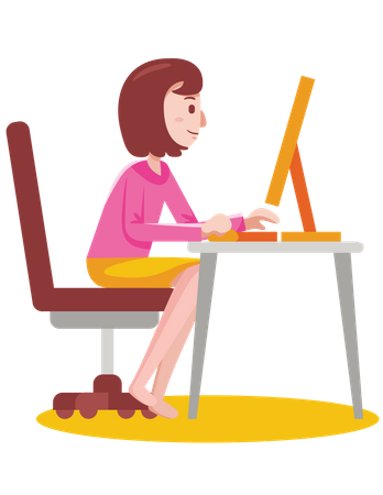 Frau arbeitet an Online-Projekt  Illustration