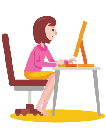 Frau arbeitet an Online-Projekt  Illustration