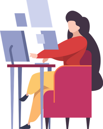 Frau arbeitet an der Entwicklung  Illustration