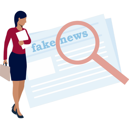 Frau arbeitet an Fake News  Illustration