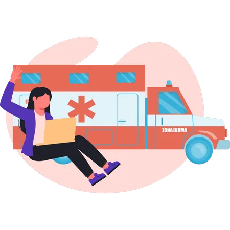 Frau arbeitet an Notarzteinsatz  Illustration