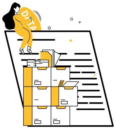 Frau arbeitet an qualitativer Datenanalyse  Illustration