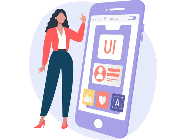 Frau arbeitet an UI-Design  Illustration