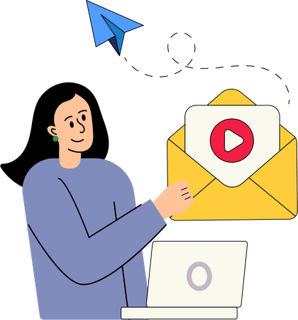 Frau arbeitet an Videomail  Illustration