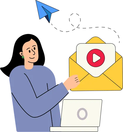 Frau arbeitet an Videomail  Illustration