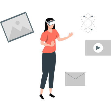 Frau arbeitet an VR-Tool  Illustration