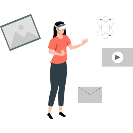 Frau arbeitet an VR-Tool  Illustration