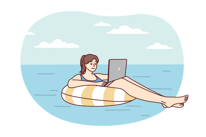 Frau arbeitet im Schwimmbad  Illustration