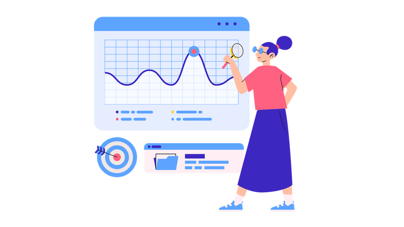 Frau arbeitet mit Dashboard  Illustration