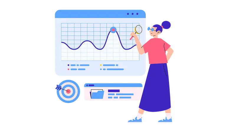Frau arbeitet mit Dashboard  Illustration