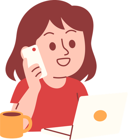 Frau arbeitet mit Laptop  Illustration