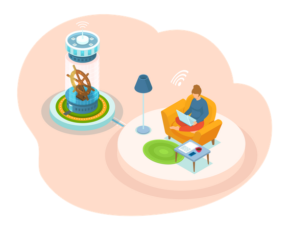 Frau arbeitet von zu Hause aus  Illustration