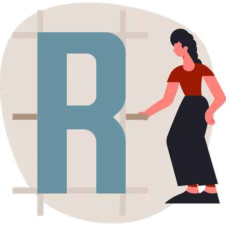 Frau arrangiert Alphabet-Element  Illustration