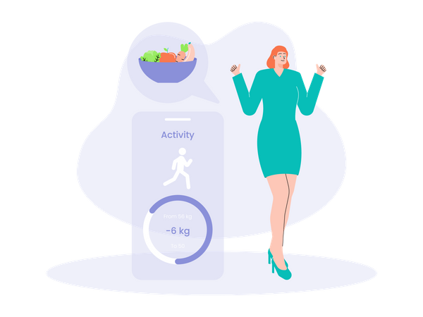 Frau auf Low-Carb-Diät  Illustration