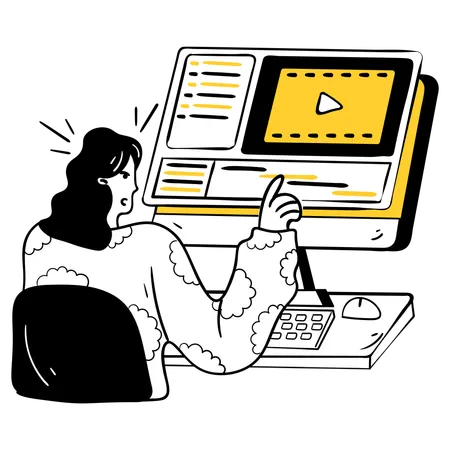 Frau bearbeitet Inhaltsvideo  Illustration
