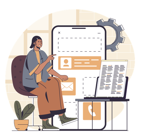 Frau bei der App-Entwicklung  Illustration
