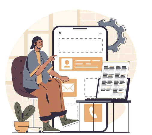 Frau bei der App-Entwicklung  Illustration
