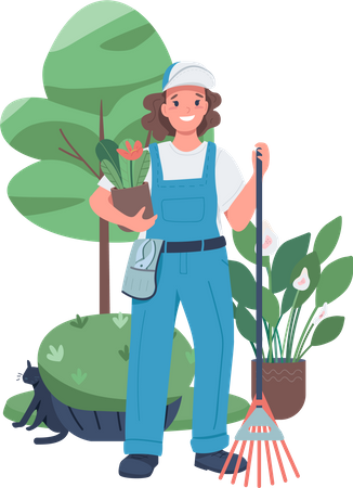 Frau bei der Gartenarbeit  Illustration