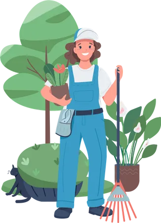 Frau bei der Gartenarbeit  Illustration