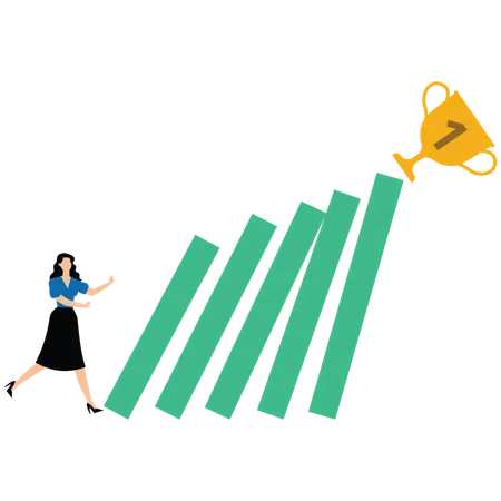 Geschäftsfrau zeigt Business-Trophäe  Illustration