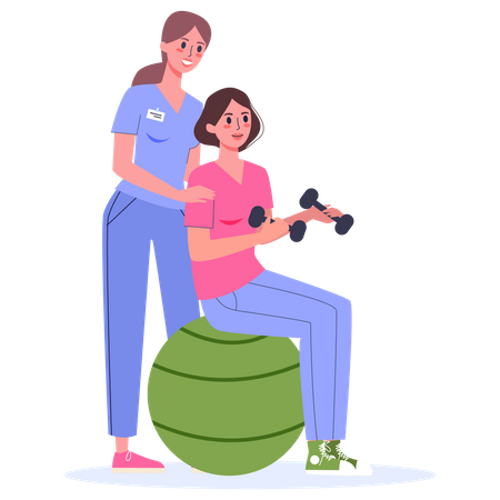 Frau bei Physiotherapie  Illustration