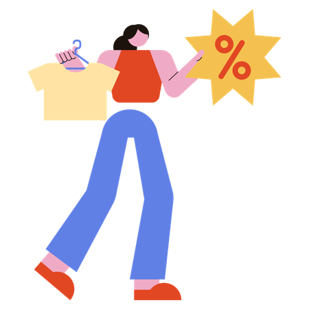 Frau beim Discount-Shopping  Illustration