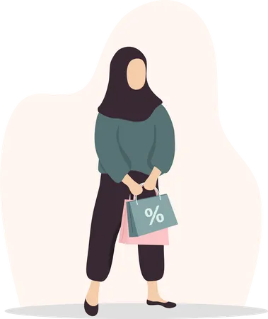 Frau beim Discount-Shopping  Illustration