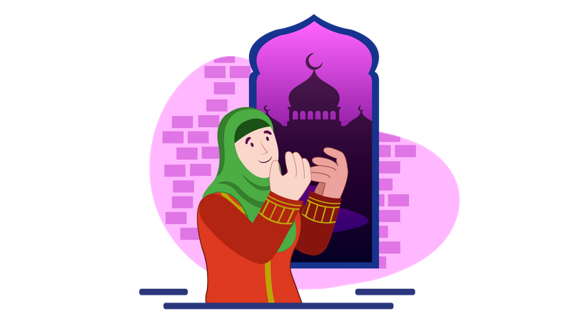 Frau beim Eid-Gebet  Illustration