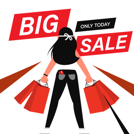 Frau beim Einkaufen  Illustration