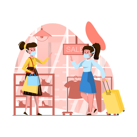 Frau beim Einkaufen  Illustration