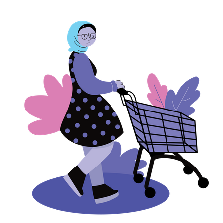 Frau beim Einkaufen beim Verkauf  Illustration