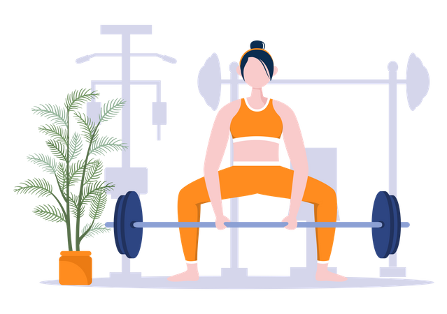 Frau beim Gewichtheben  Illustration