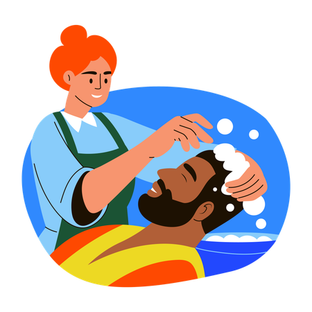 Frau beim Haarewaschen  Illustration