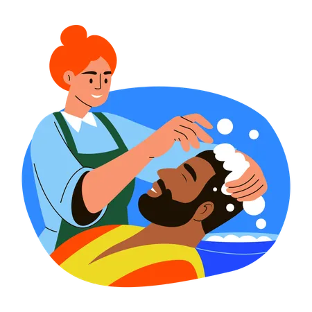 Frau beim Haarewaschen  Illustration