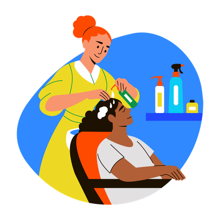 Frau beim Haarewaschen  Illustration