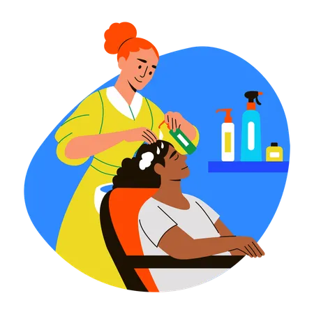 Frau beim Haarewaschen  Illustration