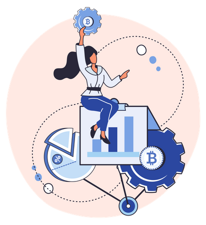 Frau beim Krypto-Handel  Illustration