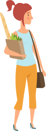 Frau beim Lebensmitteleinkauf  Illustration