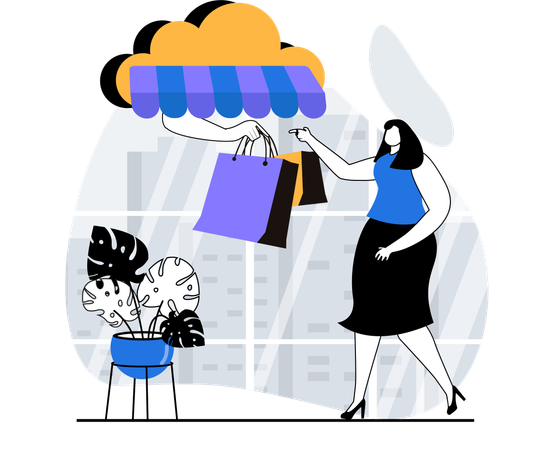 Frau beim Online-Shopping  Illustration