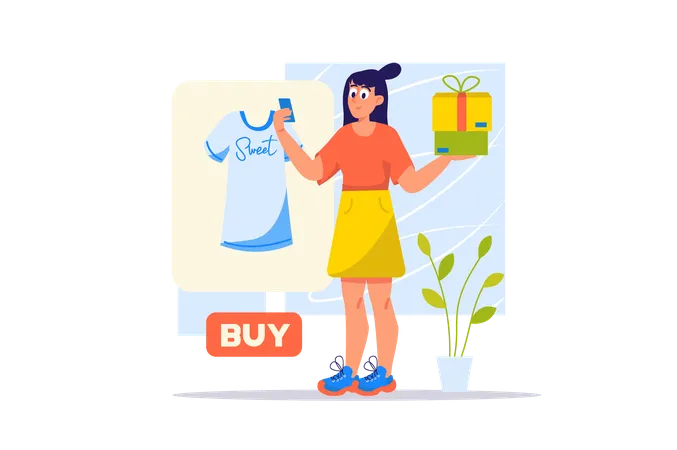 Frau beim Online-Shopping  Illustration